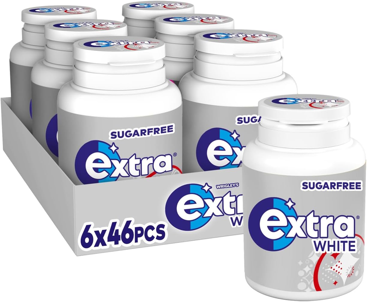 Wrigley's Extra White Sugarfree Chewing Gum, Classic Mint Flavour,  6 x 46 Packs