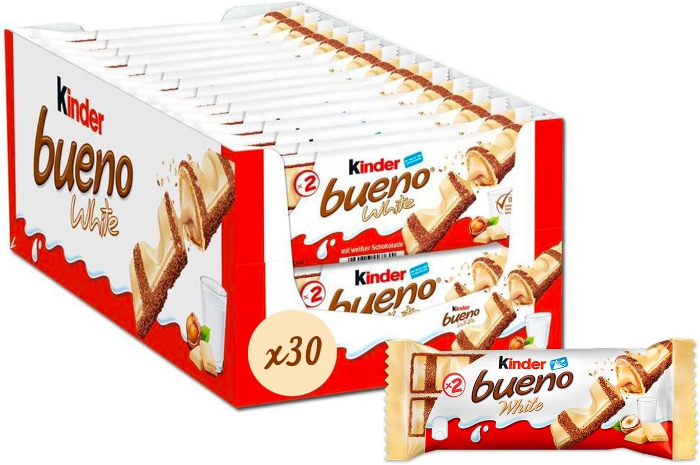 Kinder Bueno White Milk And Hazelnuts Twin Bars 30 X 39g