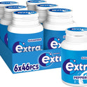 Extra Chewing Gum Bottle, Sugar Free, Peppermint Flavour, 6 Packs of 46 Pieces