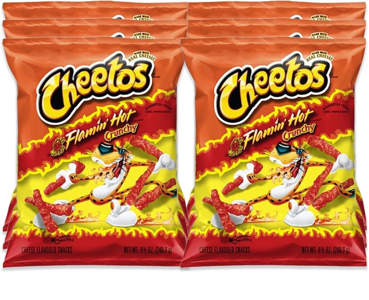 Cheetos Spicy Flamin Hot Crunchy 8oz/226.8g (Pack of 6)