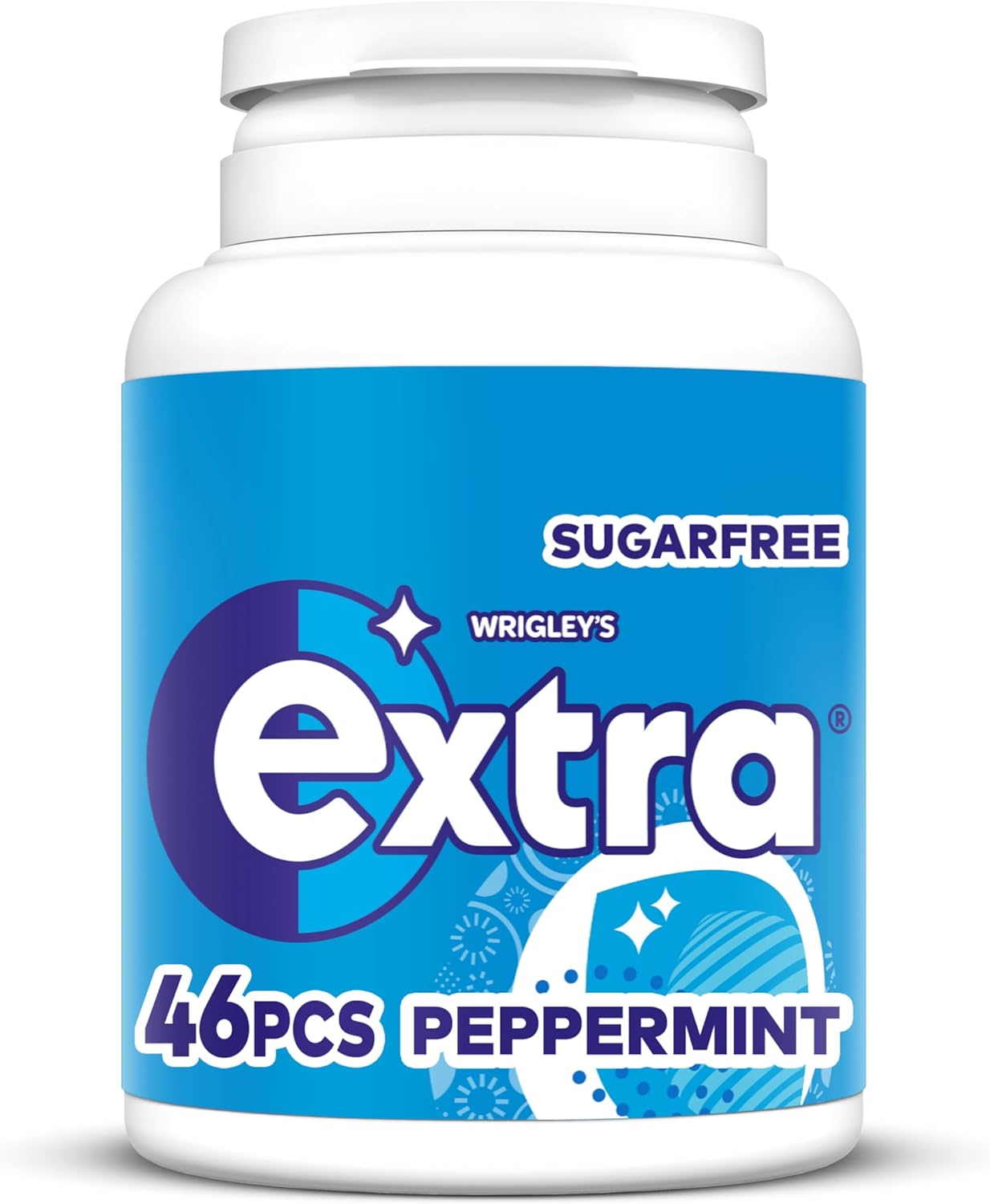 Extra Chewing Gum Bottle, Sugar Free, Peppermint Flavour, 6 Packs of 46 Pieces
