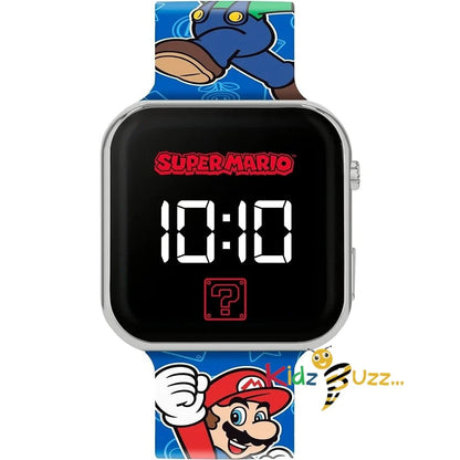 Mario Kids LED Quartz Silicone Blue Strap Watch