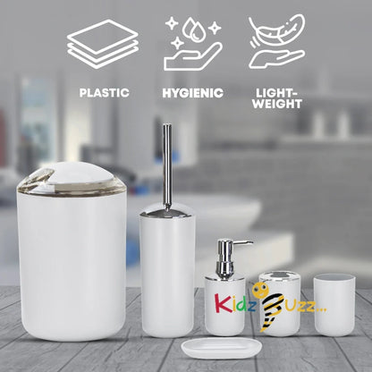 6Pcs Bath Series White - Elegance Bathroom Accessories