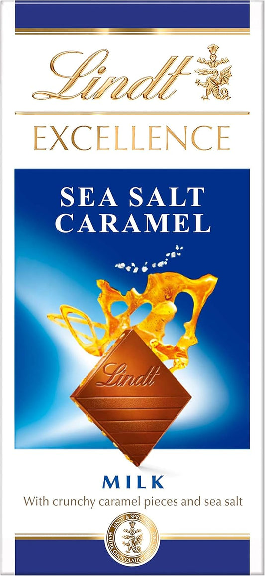 Lindt EXCELLENCE Milk Chocolate, Sea Salt & Caramel Bar, 100g