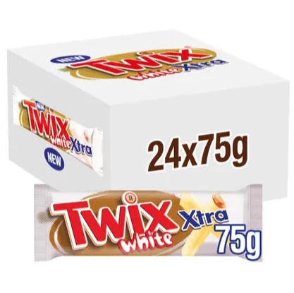 Twix Xtra White Chocolate Biscuit Twin Bars - 24 x 75G