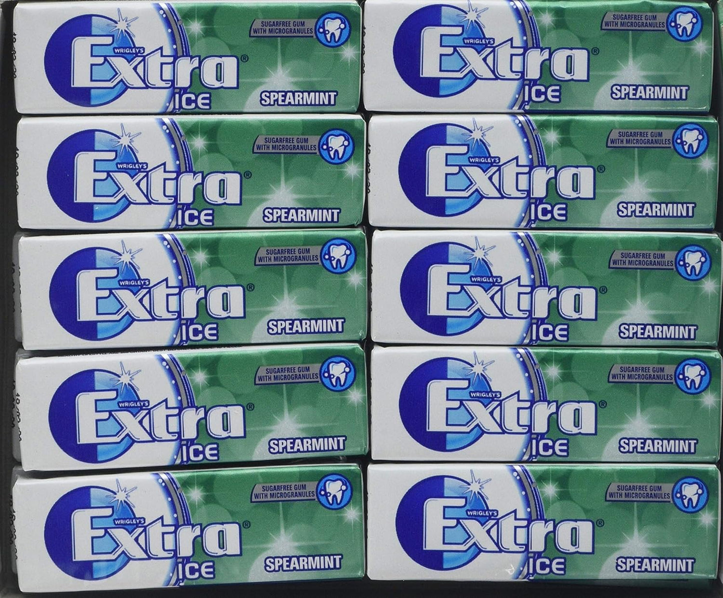 Extra Chewing Gum, Sugar Free, Ice Spearmint Flavour, Chewing Gum Bulk, 30 Packs of 10 Pieces
