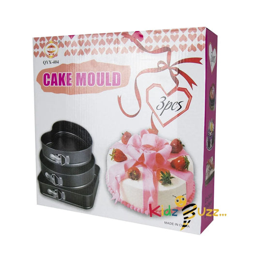 Cake Tin Set Heart-Round-Square 2.3L-3.4L-4.2L - 3pcs Assorted Shapes Set