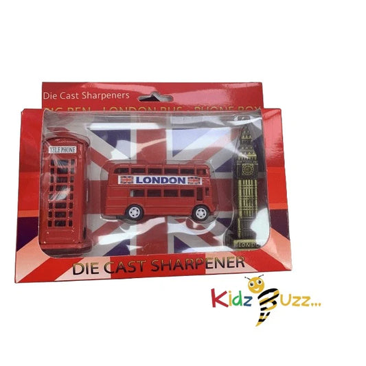 3PCs Die Cast Sharpener Set - Stationery For Kids School Gift