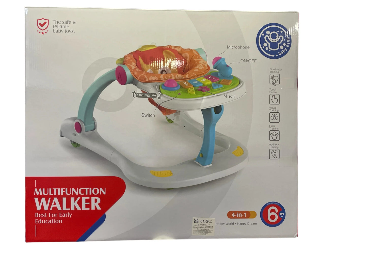 Multifunctional Baby Walker With Toy Tray 4 In 1-Learning Walker For Toddlers And Infants