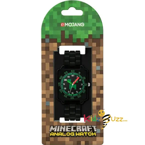 Minecraft Black & Green Analogue Watch For Kids