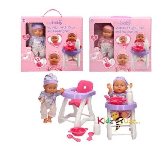 30cm Doll With High Chair and Accessories Toy For Kids