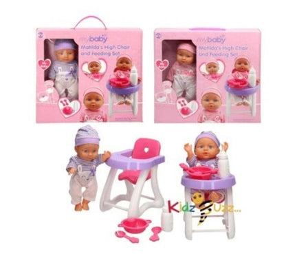 30cm Doll With High Chair and Accessories Toy For Kids