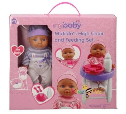 30cm Doll With High Chair and Accessories Toy For Kids