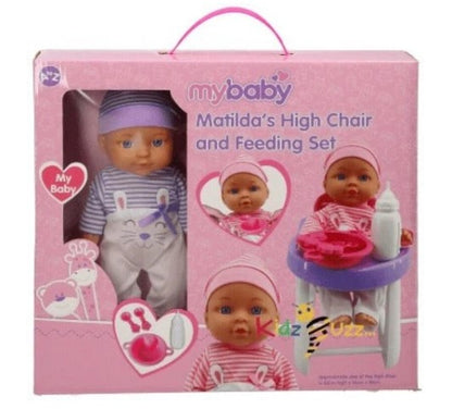 30cm Doll With High Chair and Accessories Toy For Kids