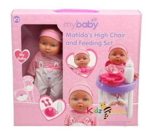 30cm Doll With High Chair and Accessories Toy For Kids