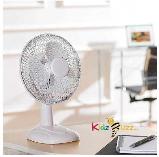 Table Fan 6-Inch, Portable Desk Fan For Home/Office, 2 Speed Settings, 3 Blades, consistent Airflow - White