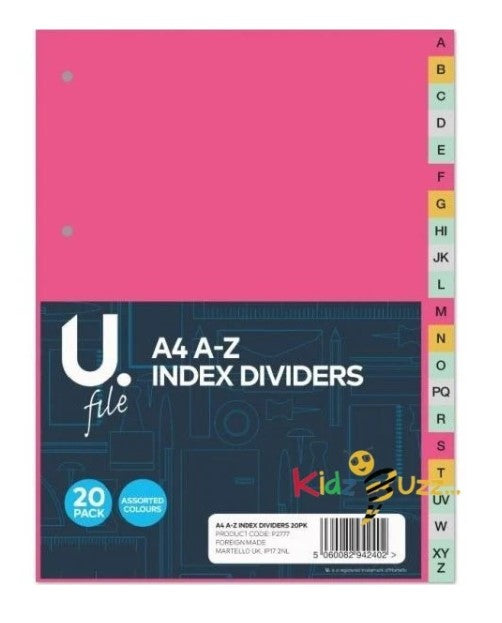 A4 A-Z Index Dividers, 20 Pack