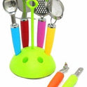 7-Piece Kitchen Tool Set with Revolving Stand - Multicolour