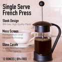 French Press Single Serving Coffee Maker by Clever Chef | Small French Press Perfect for Morning Coffee | Maximum Flavor Coffee Brewer with Superior Filtration |