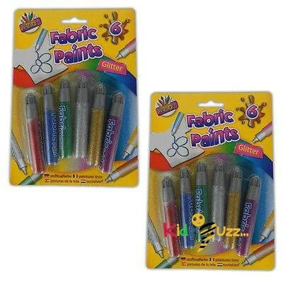 GLITTER & METALLIC FABRIC PAINTS 6 PACK