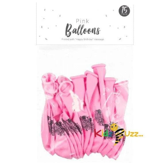 Pink Happy Birthday Balloons 15pcs (PACK OF 2)