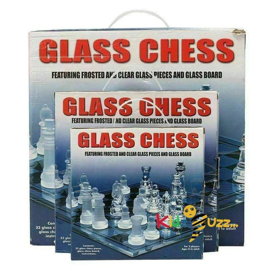 Large Glass Chess- Clear Glass pieces And Glass Board