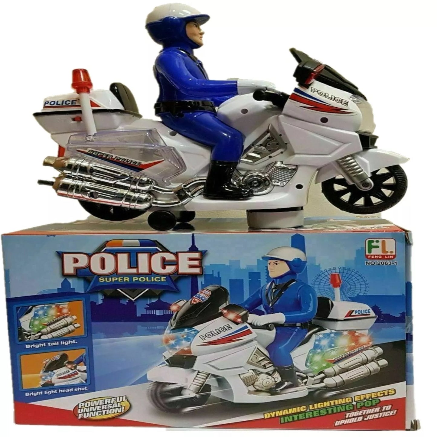 KIDS TOY POLICE BIKE MOTORCYCLE BUMP AND GO ACTION MOTORBIKE BATTERY OPERATED
