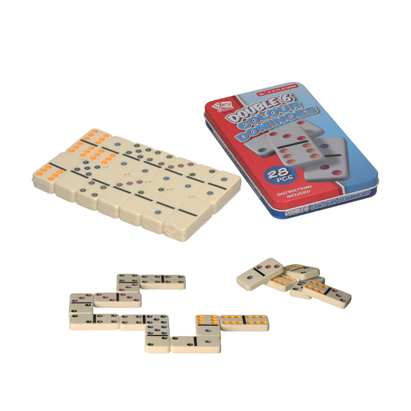 Colour Double 6 Domino In Tin - Classic Game