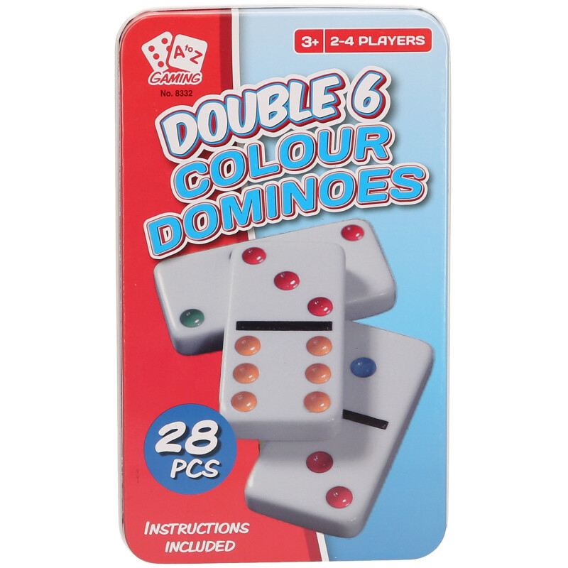 Colour Double 6 Domino In Tin - Classic Game